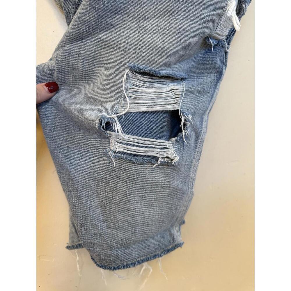 Gap Denim Shortalls Overalls Short with distressing raw hem S, Light Wash, Y2K - Picture 6 of 7